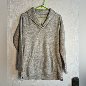L.L. Bean Sweater Pullover Heritage Marled Fleece Grey Women’s Size Small Cozy
